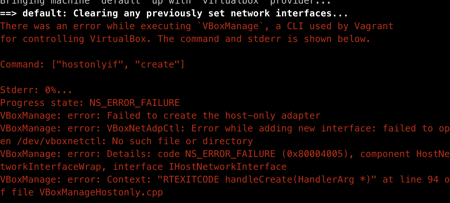 Vagrant code ns error failure 0x80004005 php 